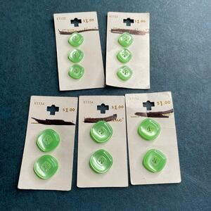 VTG Lot of Streamline Sewing Green Buttons on Cards Variety Craft